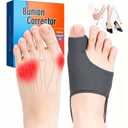 2PCS Bunion Corrector for Women & Men - Toe Alignment Corrector with Splint & Pads for Hallux Valgus Pain Relief, Comfortable Toe Separator for Day/Night Support, Anti Slip Big Toe Straightener(Black)
