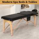 civama Massage Table Massage Bed Portable, 29 LBs Light Weight 2 Section Foldable Tattoo Bed Facial Care Spa Lash Bed Height Adjustable Sturdy Wooden Frame with Accessories Carrying Bag, Black
