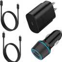 25W Super Fast Charger Type C Wall/Car Charger Combo Kit for Samsung Galaxy S26 S25 S24 S23 S22 S21 Ultra Plus A53 A52 A14 A25 A42 A32 Xcover 7 6 iPhone 17 16 15 Pro Max Pixel 10 9 8 Moto USB C Cable