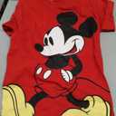 Disney Womens Mickey Mouse Relaxed Fit Tee (Small, Regular, Stroll Red)