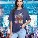 Womens Oversized Tshirt Flower Graphic Tees Boho Hiking T Shirt Vintage Wildflower Shirts Summer Casual Beach Tops (Blue, XL)