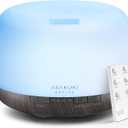 ASAKUKI 500ml Premium, Essential Oil Diffuser with Remote Control, 5 in 1 Ultrasonic Aromatherapy Fragrant Oil Humidifier Vaporizer, Timer and Auto-Off Switch Brown