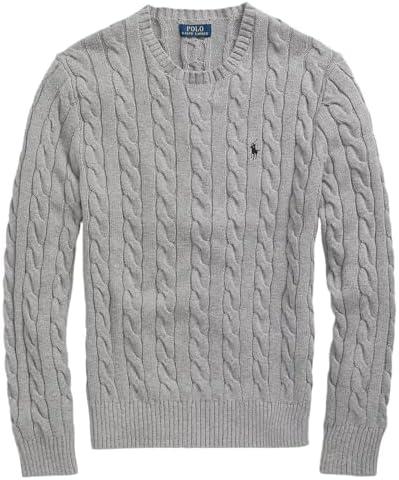 POLO RALPH LAUREN Cable-Knit Cotton Sweater, Gray XXL