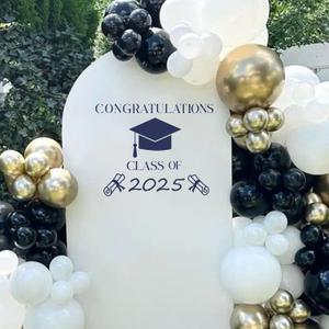 Congratulations Class of 2025 Decal - Graduation Party Decoration Supplies Wall Stickers, Class of 2025 Wall Decal, Navy Blue Design with Graduation Cap, Cap Sign Balloon Arch Wall Sticker