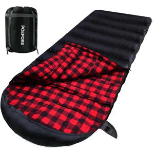 0 Degree Sleeping Bag 100% Cotton Flannel XXL Cold Weather Winter Oversized Sleeping Bag for Adults Camping Zero Degree Big and Tall with Compression Sack