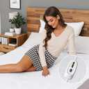 SUNNY HEAT Electric Mattress Pad Twin Size 39''  75'', 4 Heating Levels & 10 Hour Auto Shut Off, Elastic Deep Pocket, Warm and Soft Comfort Fabric, Machine Washable, White