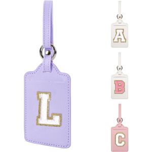 Personalized Initial Luggage Tags for Suitcases, Leather Chenille Letter Cute Luggage Tags with Privacy Name Card, Embroidered Travel Bag Backpack Tags Gifts for Women Kids Girls Teens(Purple-K) Personalized Initial Luggage Tags for Suitcases, Leather Chenille Letter Cute Luggage Tags with Privacy Name Card, Embroidered Travel Bag Backpack Tags Gifts for Women Kids Girls Teens(Purple-K)