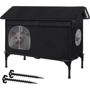 Weatherproof Feral Cat Houses for Outdoor Cats, Insulated Cats House with Cozy Cushion, Elevated Outdoor Cat Shelter, Equipped with Escape Door, Outside Cat House for Stray Cats(Large)