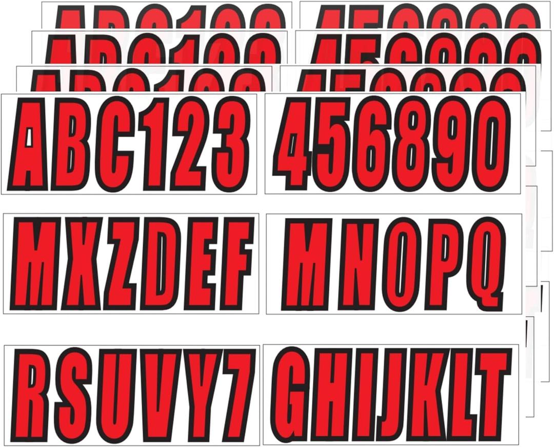 24 Sheets 3 Inch Self Adhesive Vinyl Letters Numbers Stickers for Boat Engine Mailbox House Address Crafts Car Poster Classroom Home Door Window Decor Red