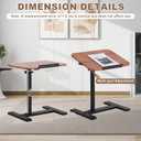 Solid Wood C-Shaped Side Table,360 Rotating TV Tray Table,Height-Adjustable,Sliding Sofa Table,Rolling Laptop Desk for Living Room and Bedroom Use with Sofa,Bed,Chair-Pale Walnut