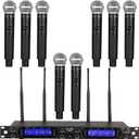 MicrocKing Wireless Microphone System, 8-Channels UHF Cordless Dynamic Handheld Mics, Long Range 400ft, Auto Connect, Ideal for Karaoke Party Wedding Speech and Outdoor Events