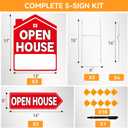 Open House Signs for Real Estate 5 Pack, 17"x13" Open House Sign Double Sided Waterproof, Directional Arrows with Metal Stakes for Real Estate Agent, Property Sale Red