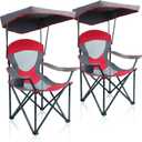 ALPHA CAMP Heavy Duty Canopy Camping Chairs with Adjustable Sunshade,2PC