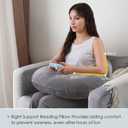 QUEEN ROSE Reading Pillow, Gaming Pillow for Lap, Sitting in Bed or Sofa, Extra Arm Rest for Reading, Playing or Crocheting, Soft Velvet Grey, Regular