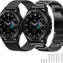 GOLDTOLUCK Stainless Steel Band Compatible with Samsung Galaxy Watch 8 7 6 5 4 Classic FE Pro 40mm 44mm 46mm 43mm 47mm 45mm 42mm 20mm Men Women Milanese Replacement Metal Elegant Casual (Black&Black)