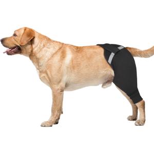 Dog Rear Leg Sleeve to Stop Licking, Upgraded Hind Leg Cover to Stop Slipping, for TPLO Surgery, Skin Conditions, Wounds, Breathable Soft Fabric, Dog Cone Alternative, Right,L,Black