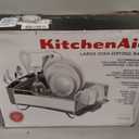 KitchenAid Large Capacity Full Size Rust Resistant Dish Rack with Angled Drain Board and Removable Flatware Caddy, Light Grey