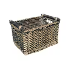 Baskets-Wicker Storage Baskets-Waterproof Wicker with Handles Hand-Woven Blue Handle Food Storage Pantry Woven Storage Boxes, 2 Pack 10x14.5, 16.5x11.5 Inch