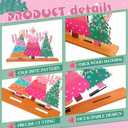 6 Pcs Pink Christmas Table Decorations Wooden Table Centerpieces Christmas Tree Santa Claus Hohoho Joy to The World Reindeer Xmas Tabletop Signs for Xmas Holiday Party Room Home Desk Supplies