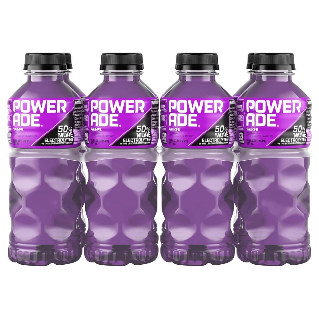 POWERADE Sports Drink Grape, 20 Ounce (Pack of 8) (EXP 09/14/26)