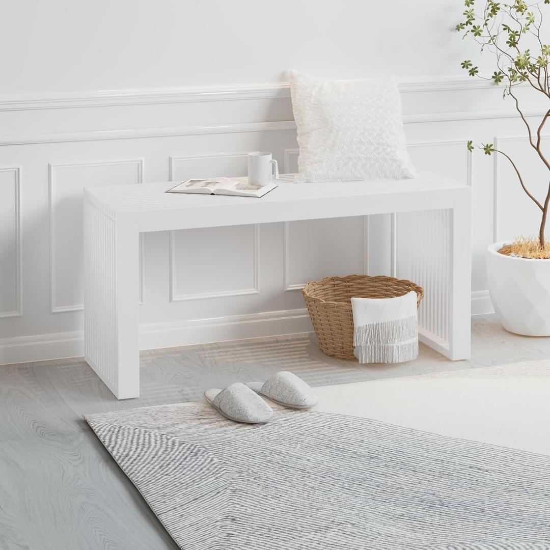 APRTAT Bamboo Dining Bench, 35 inch Farmhouse Decor Indoor Kitchen Table Bench, Entryway Shoe Rack Bench Solid Bamboo Benches for Living Room, Hallway, Bedroom, Bathroom