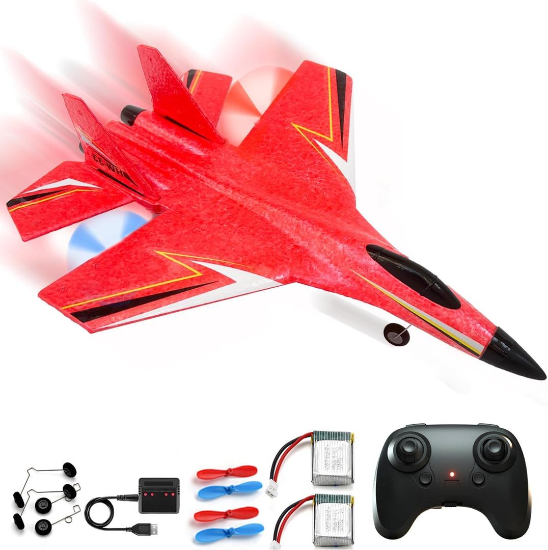 Remote Control Airplane for Kids Over 12 Years and Up,2CH Foam RC Planes Wireless Toys,Hobby RC Glider Aircraft Gifts for Beginners Teen Boys Girls Adult Red