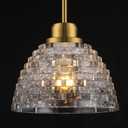 3 Pack Glass Pendant Lights Kitchen Island 8.7 Inches Modern Gold Glass Pendant Light Fixtures Brass Hanging Lighting for Kitchen Over Sink Dining Room Bedroom E26