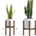 ZPirates Plant Stand for Indoor - Adjustable Sideways to fit 8 10 or 12 Inch-wide Medium-Large Planter Pots - Ideal for Live and Fake, Corner and Floor Plants - 14-inch Tall - Bamboo Wood