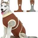Kuoser Dog Recovery Suit, Soft & Breathable Fabric, Anti Licking, Cone Alternative, Brown, Large