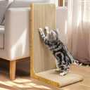 Cardboard Cat Scratcher,26 Inch L Shape Scratch Pad Wall Mounted,Vertical Scratching Board, Durable Cardboard to Protect Furniture for Indoor Cats,Wood Grain Junbo