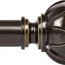 KAMANINA Curtain Rods for Windows 72 to 144 Inches (6-12ft) Long Heavy Duty Curtain Rod, 7/8 Inch Adjustable Decorative Drapery Rods with Netted Texture Finials, Bronze, Size: 32-144"