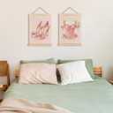 CIOJUNE Preppy Pink Bow High Heels Dress Girly Wall Art Poster Hanger Frame, Coquette Pink Canvas Prints Wall Art for Girls Bedroom Dorm Decor, Coquette Room Decor, 12x16 Inch Set of 2