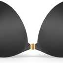 Niidor Adhesive Bra Strapless Sticky Invisible Push up Silicone Bra for Backless Dress with Reusable Nipple Covers (Magnetic Clasp Style- Glossy Black)