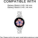 Mosonio Compatible with Samsung Galaxy Watch FE 2024 40mm/Galaxy Watch 5 Band 40mm 44mm/ Galaxy Watch 4 Band 40mm 44mm with Protective Cover Case, 20mm Bling Metal Galaxy Watch Band for Women (Silver, Black, Rose Pink, Rose Gold, Colorful, Starlight)