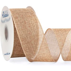 Ribbli Burlap Ribbon Continuous 20 Yard 2.5 Inch Natural Wired Ribbon for Wreaths,Big Bows,Tree Decoration,Outdoor Decoration