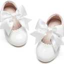 Kiderence Little Toddler Girls Dress Shoes Ballerina Ballet Flats Kids Mary Janes (Fg04 White)
