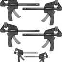 Amazon Basics 6-Piece Easy-to-Use One-Handed Trigger Clamp Set, 2 Pack of 4-inch, 4 Pack of 6-inch, Black/Grey