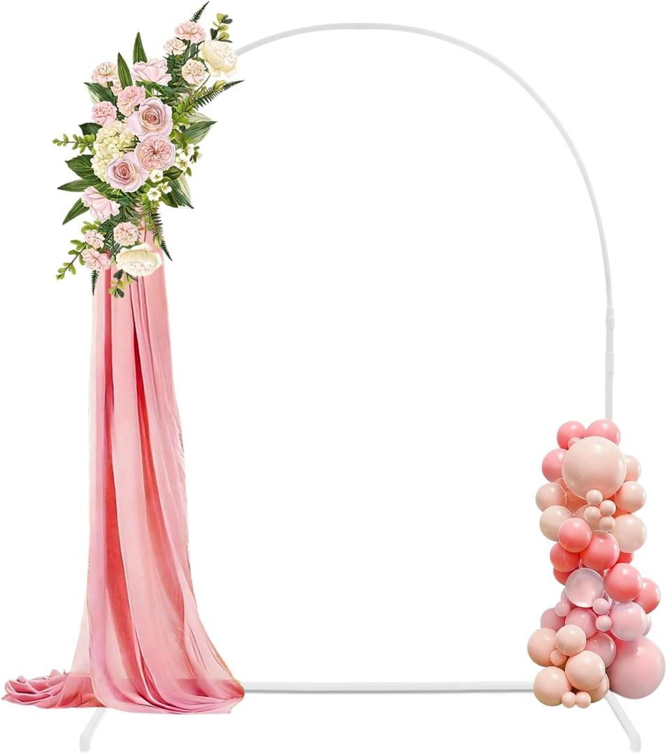 5.24 FT Balloon Arch Kit Stand Balloon Arch Stand with Base Water Bags Balloon Stand Kit Wedding Arch for Wedding/Birthday/Party/Baby Shower Decor (White, Plastics