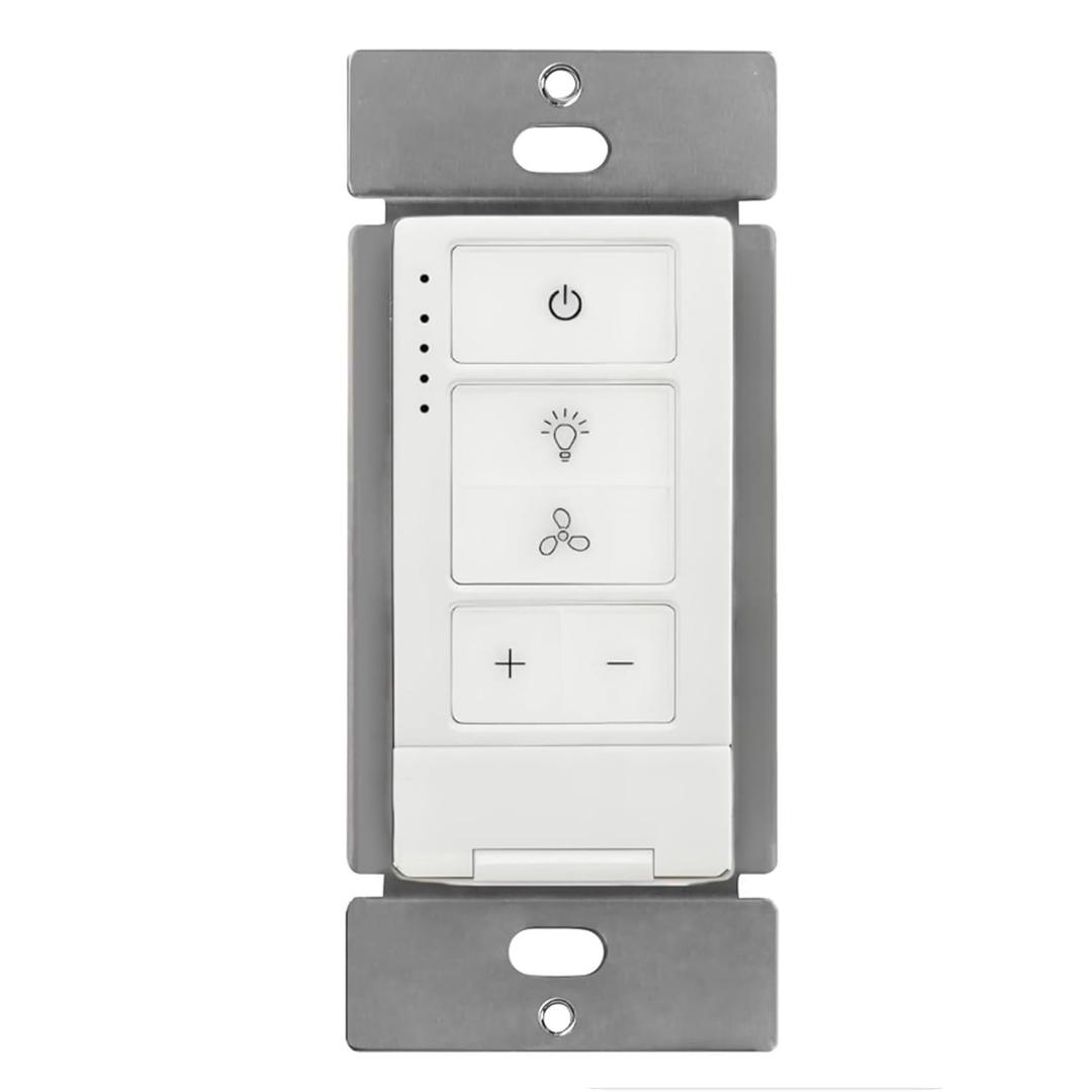 Dimmer Switch with 4-Speed Fan Control, 2-in-1 Light and Fan Combo Wall Control, Single Pole, Neutral Wire Required, White, Works for Hampton Bay/Hunter/Westinghouse/Honeywell/Other Fan Lights