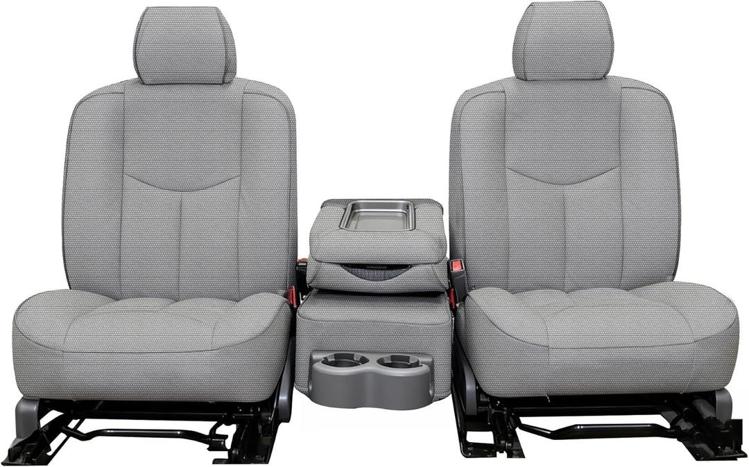 Front Heavy-Duty Composite Fabric Seat Covers for Chevy Silverado GMC Sierra 1500 1999-2006 & Classic,Foam-Padded Protection-Gray
