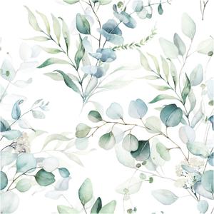 HAOKHOME Peel and Stick Wallpaper Boho Green/White Eucalyptus Leaf Floral Wall Mural Home Nursery Decor Renter Friendly Wallpaper 17.7in x 9.8ft