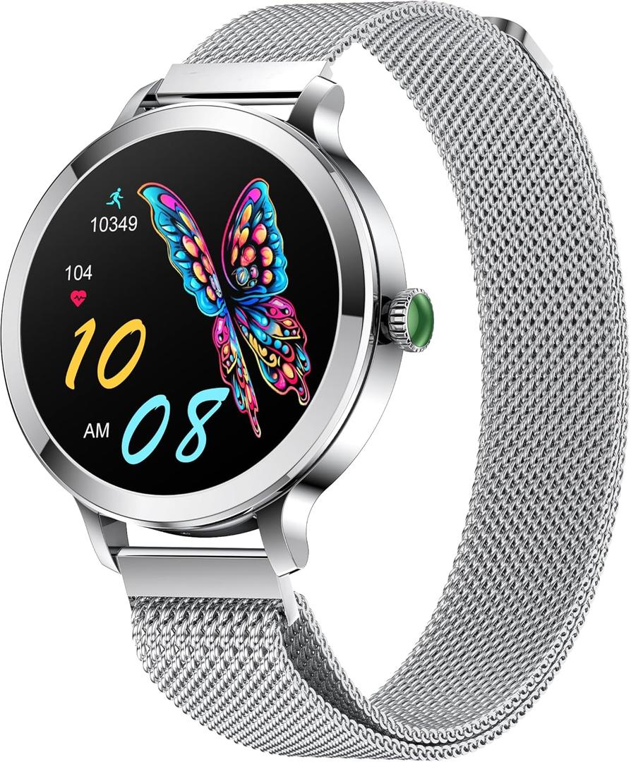 Smart Watches for Women with Blood Pressure/Answer Calls/Heart Rate/Step/Sleep/Multiple Sport Modes /IP68 Waterproof1.106" Fitness Tracker Smartwatch for iOS Android Visit The Store (Silver)