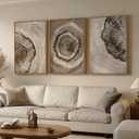 Large Framed Vintage Neutral Tree Ring Wall Art for Living Room, 24x36 In | Modern, Minimalist, Rustic, Nature, Wood grain pictures, Bedroom decor, Hallway art, Office, Ready to hang, Wood frame