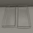 Criusia 2 Pcs Large Size Clear Drawer Organizer Set, Acrylic Non Slip Non Cracking Kitchen Drawer Storage Tray Divider, Multifunctional Storage for Cosmetics, Bathroom, Tools, Kitchen and Office