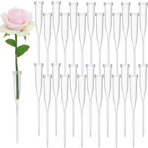Tessco for you 90 Pcs Floral Water Tubes 6 Inch Floral Tubes Plastic Flower Supplies for Fresh Flowers with Rubber Cap for Flower Stem Arrangements Florist Supplies (Clear)