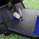 Golf Cart Floor Liner Mat 8mm Thick Rubber Full Coverage Only Fit for 2007-2016 Yamaha Drive (Gen1), G29, YDR, Adventurer Carts Diamond Deluxe Non-Slip Front Feet Mat Replacement - Blue Trim