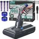 EGR Upgraded 7000mAh V8 Battery Replacement Compatible with V8 Battery Replacement V8 Absolute V8 Motorhead V8 Fluffy SV10 Carbon Fiber Vacuum Cleaner 5 Filters and 3 Screws Included