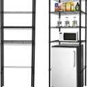 4-Tier Adjustable Mini Fridge Organizer Rack, Heavy-Duty Metal Storage Shelf for Over Mini Fridge, Microwave Stand for Dorm, Kitchen, Office, 60 cm x 44 cm x 170 cm