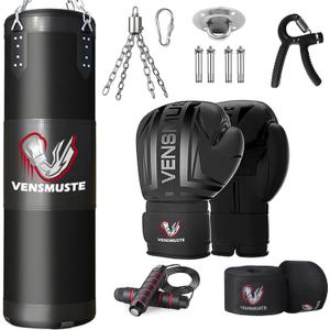 Punching Bag for Adults, 4FT Oxford Heavy Boxing Bag Set, Punching Bag with 12OZ Boxing Gloves, Chains, Hand Wraps, etc. Suitable for MMA Karate Kickboxing Boxing - Unfilled