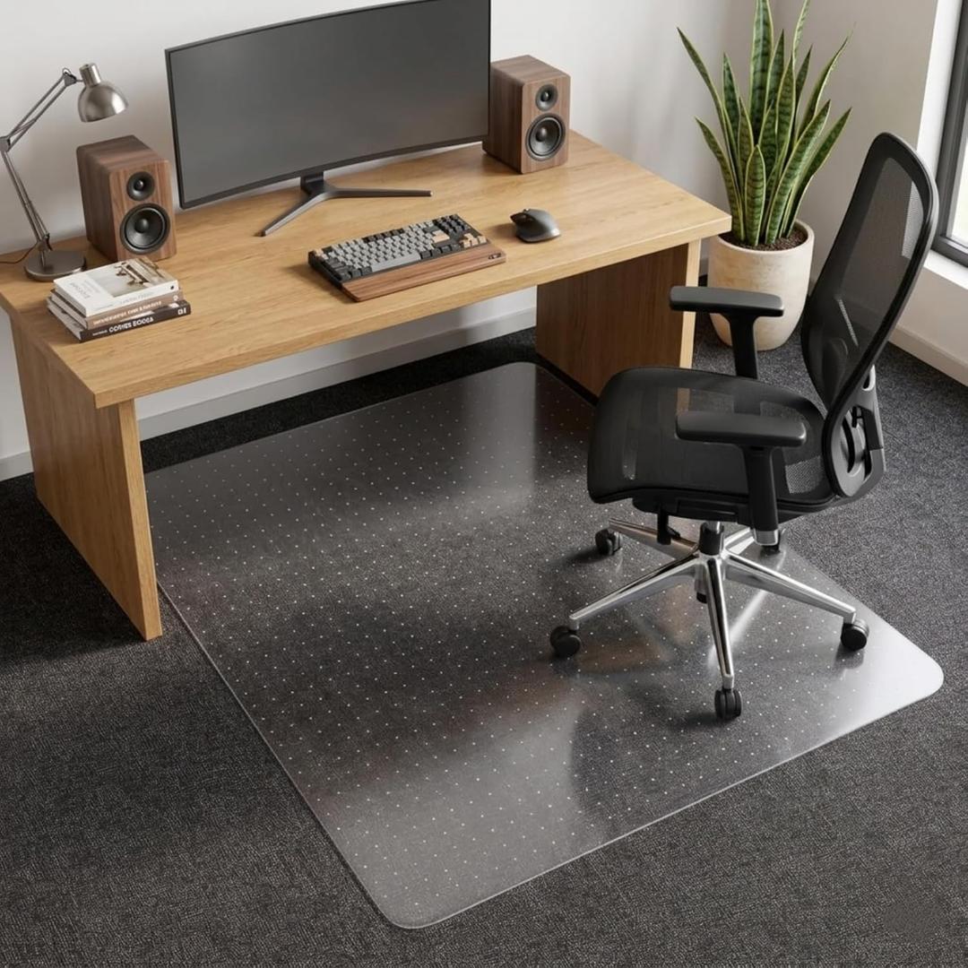 Chair Mat for Carpeted Floors, 36" x 48" Clear Heavy Duty Office Chair Mat, Low-Pile Carpet Protector, Smooth Glide for Desk & Computer Chairs, Under-Desk Coverage (Transparent)